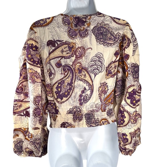 Band of the Free Paisley V-Neck Blouse - Purple and Cream Size Medium - Picture 3 of 5